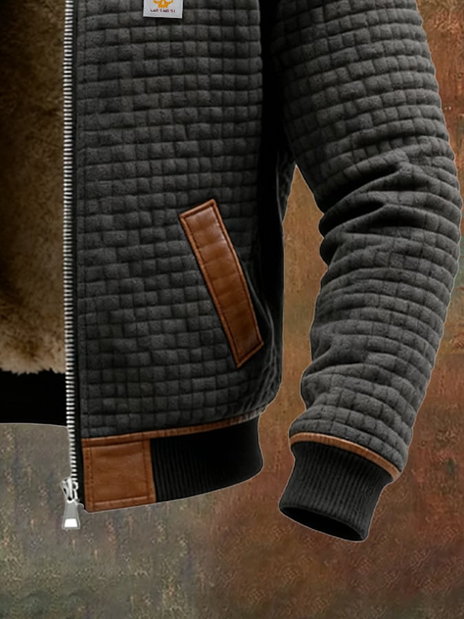 Men's outdoor jacket with retro structure and square check pattern | Last Day 80% Off!