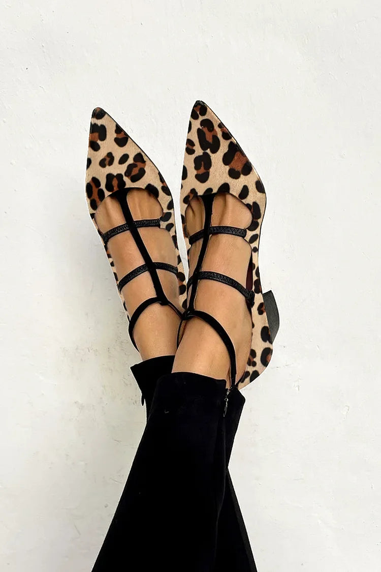 Bridget | Leopard Strap Ballet Heels | Last Day 80% Off!