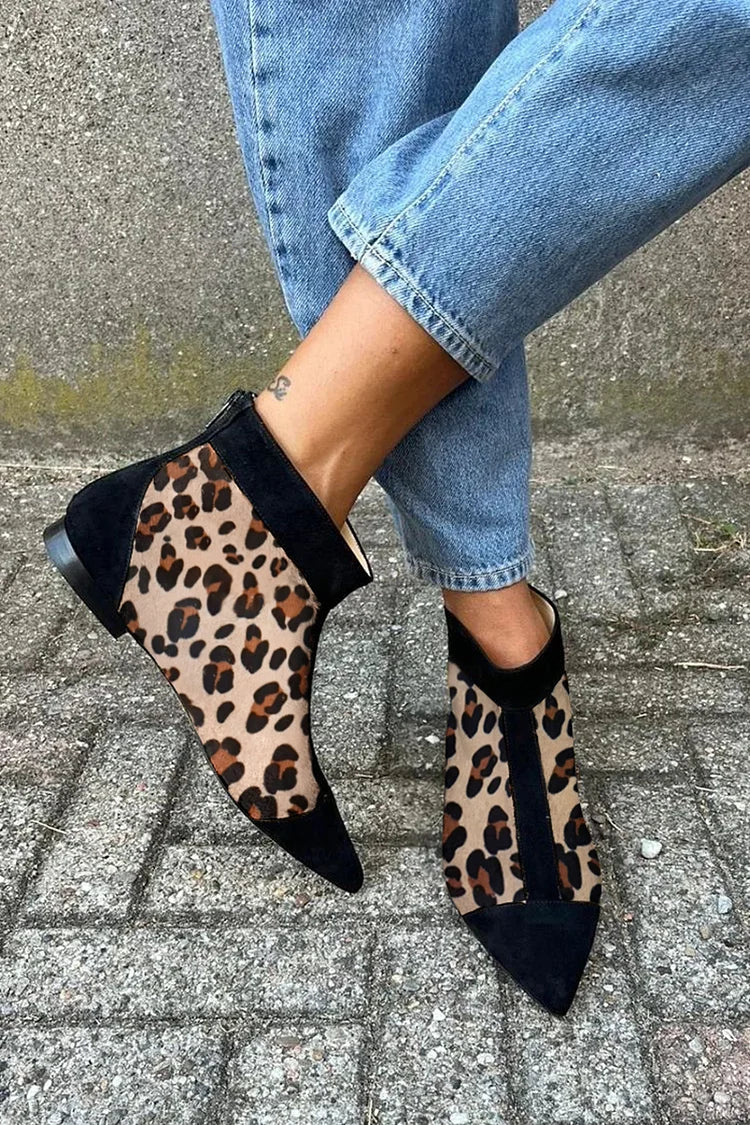 Lily | Leopard Print Ankle Boot With Pointed Toe | Last Day 80% Off!