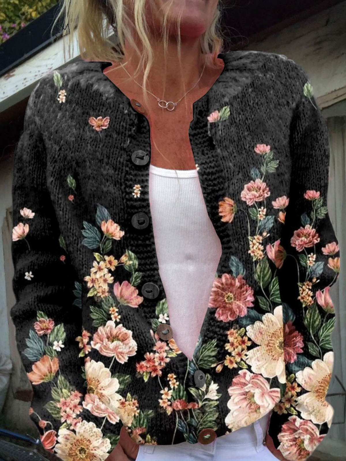 Floral Print Buttoned Casual Cardigan Sweater | Last Day 80% Off!