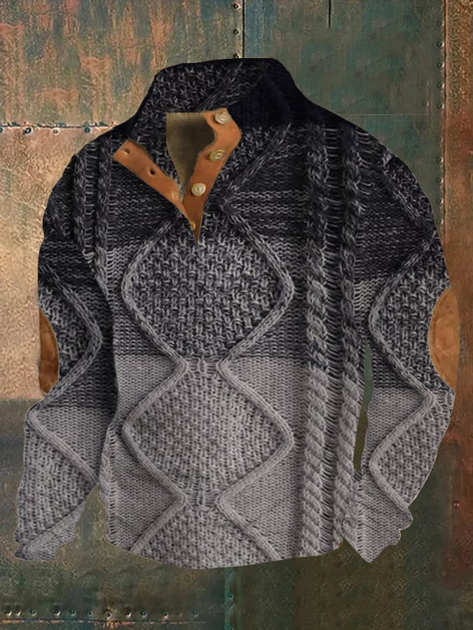 Men's Western Color Block Stand Collar Pullover Last day 80% off!