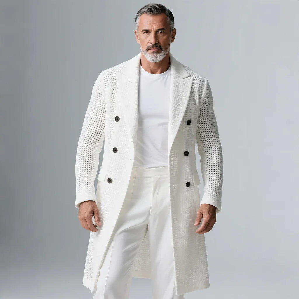Men's Hollow Out Double-Breasted Overcoat