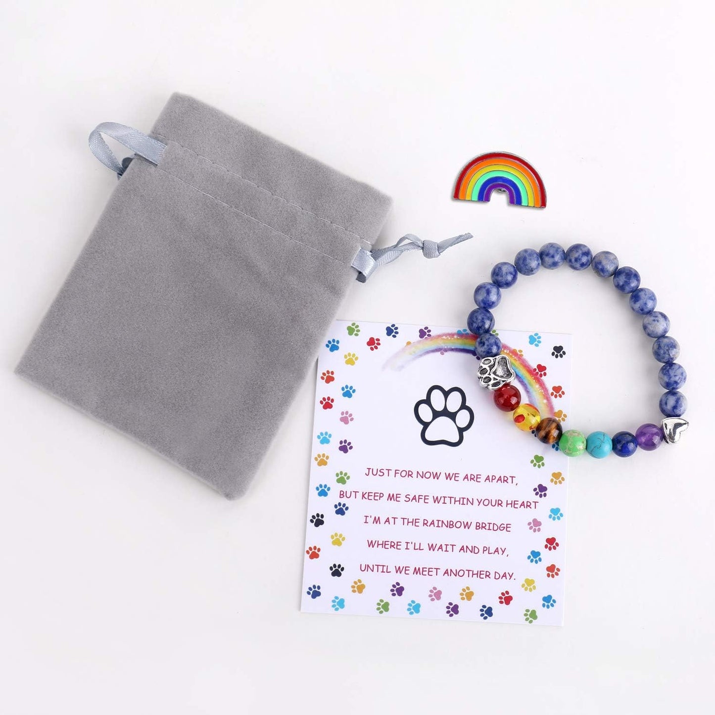 Rainbow Bridge Memorial Bracelet – 7 Chakra Bead Gift for Pet Loss | Last Day 80% Off!