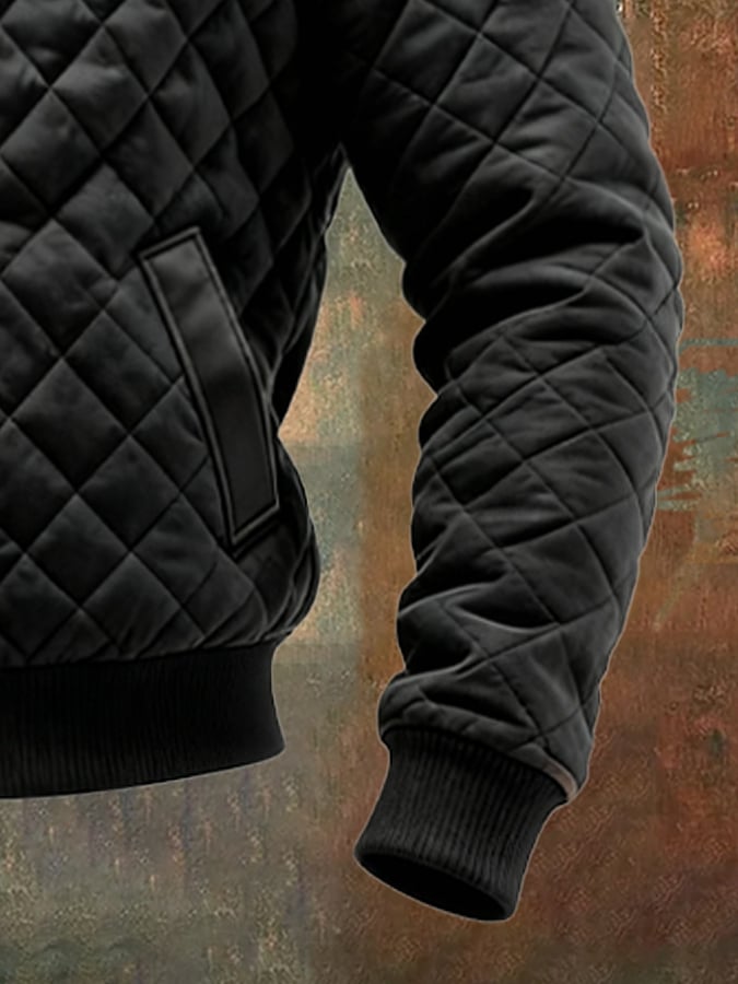 Retro knitted padded, textured patchwork fleece-lined outdoor jacket | Last Day 80% Off!