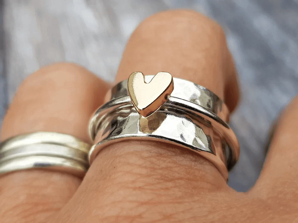Golden Heart Silver Ring | Last Day 80% Off!