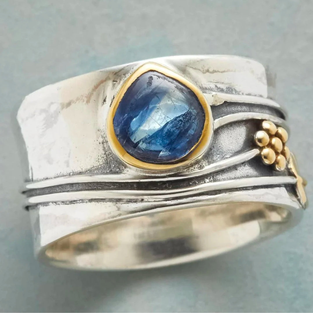 Exclusive Silver Boho Ring with Blue Gemstone | Last Day 80% Off!