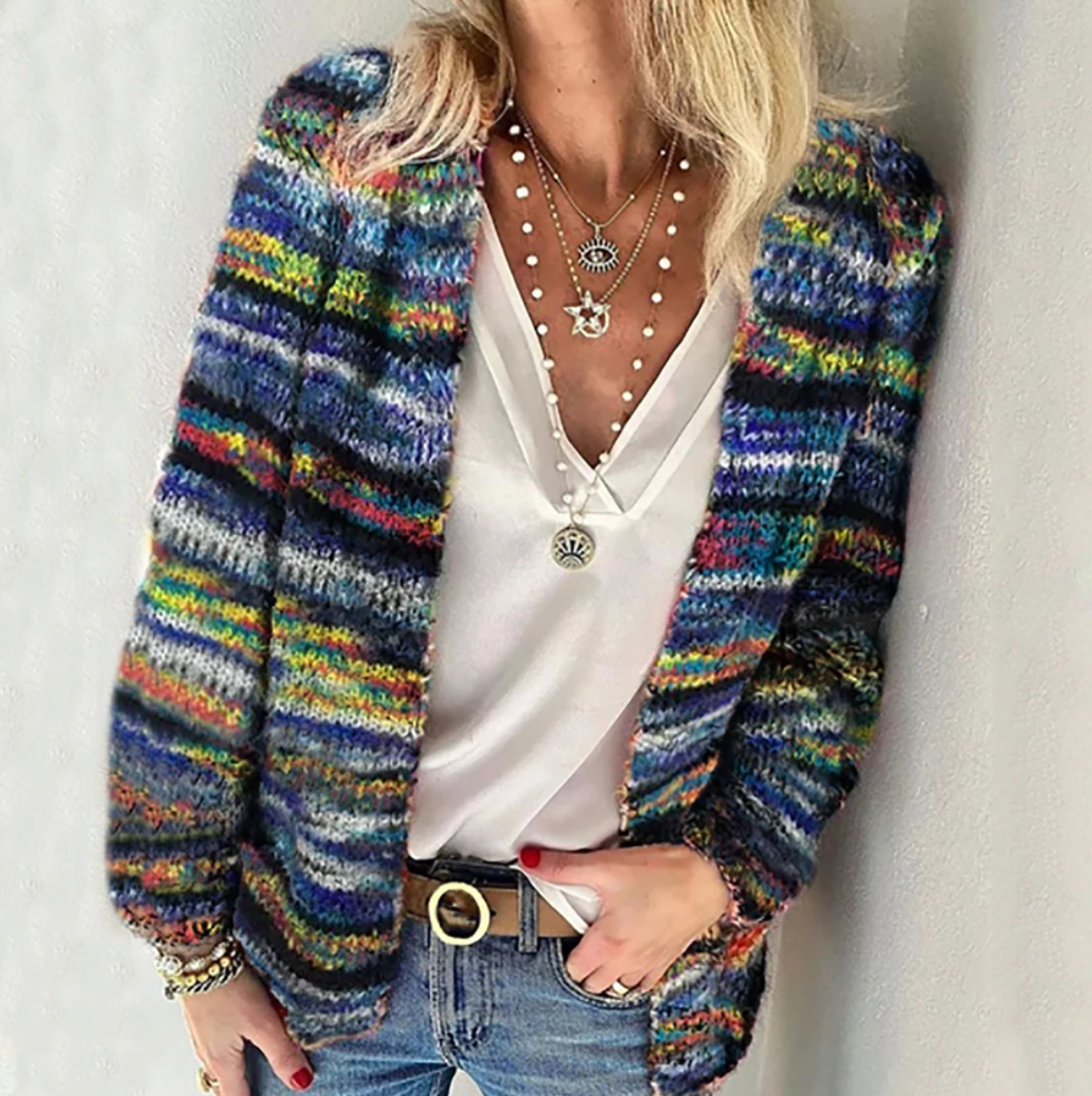Catherine | Cozy Multicolour Cardigan | Last Day 80% Off!