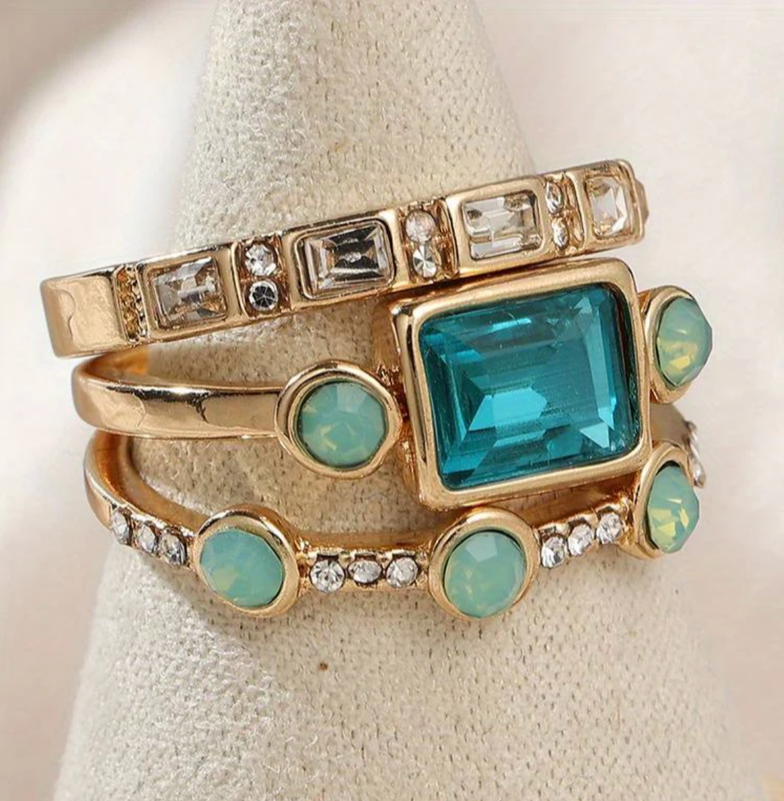 Ocean - Vintage Crystal Ring Set | Last Day 80% Off!
