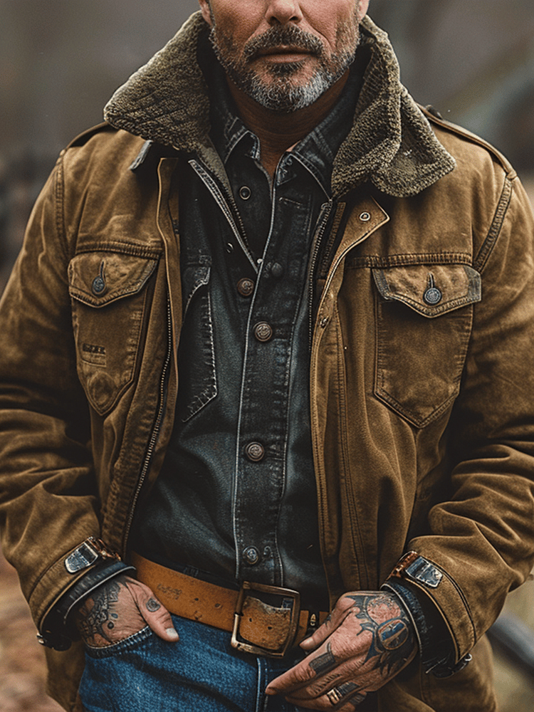 Men's Vintage Outdoor Sports Jacket with Pockets Last day 80% off!