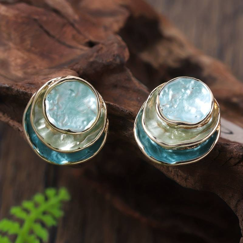 Ocean hand-painted multilayer round earrings | Last day 80% off!