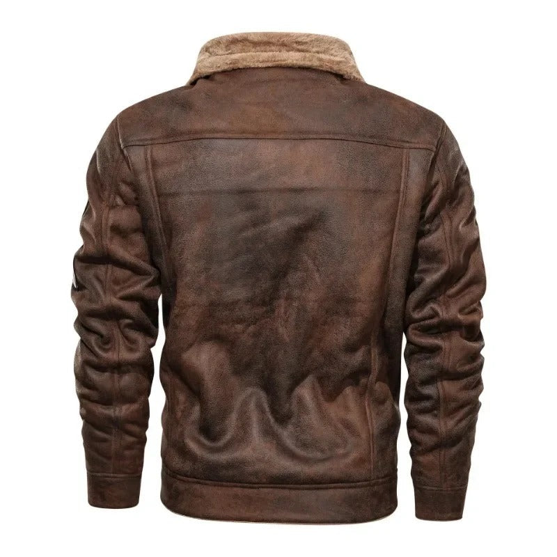 Elegant Warm Fleece Leather Jacket | Last Day 80% Off!