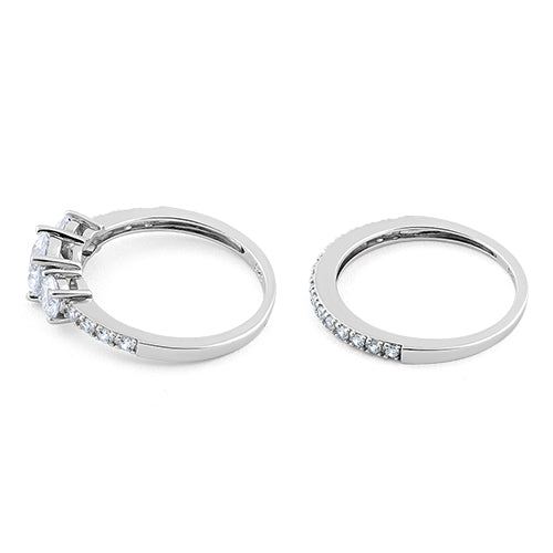 Sterling Silver CZ Engagement Set Ring | Last day 80% off!