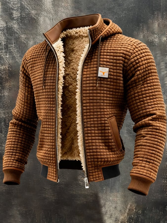 Men's outdoor jacket with retro structure and square check pattern | Last Day 80% Off!