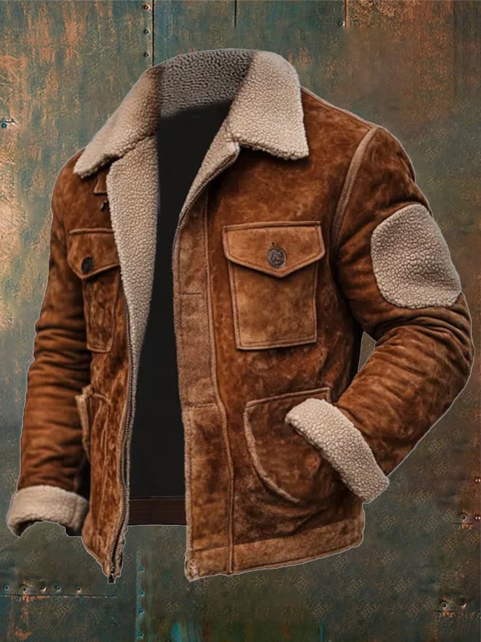 Men's Vintage Suede Fleece Patchwork Outdoor Jacket (BUY 1 GET 1 FREE)