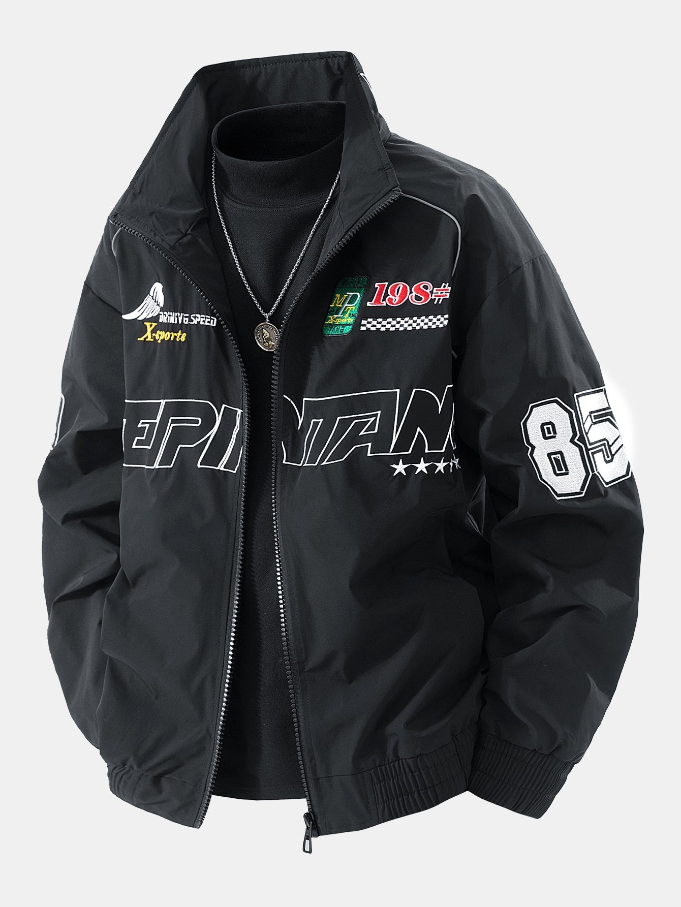 Relaxed Fit Embroidered Racing Jacket | Last day 80% off!