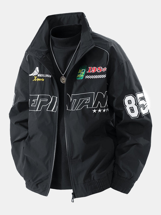 Relaxed Fit Embroidered Racing Jacket | Last day 80% off!