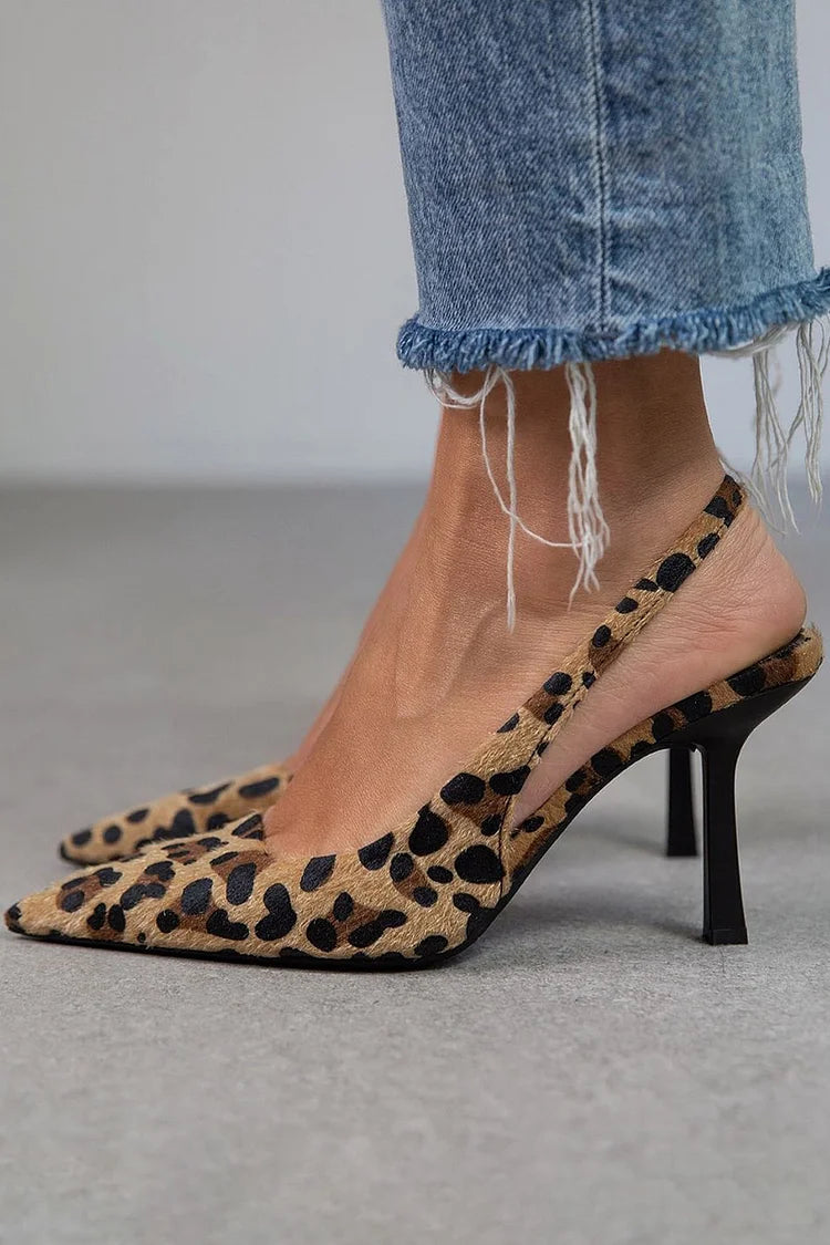 Angie | Leopard Slingback Heels | Last Day 80% Off!