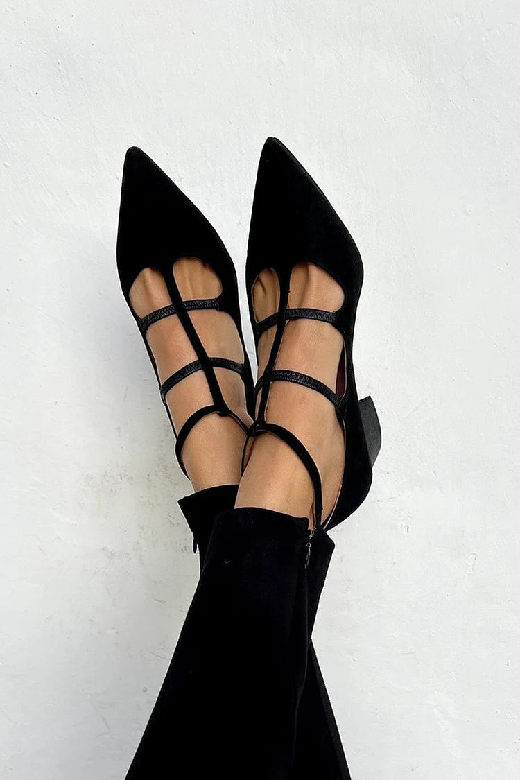 Deborah | Strappy Pointed Flats | Last Day 80% Off!