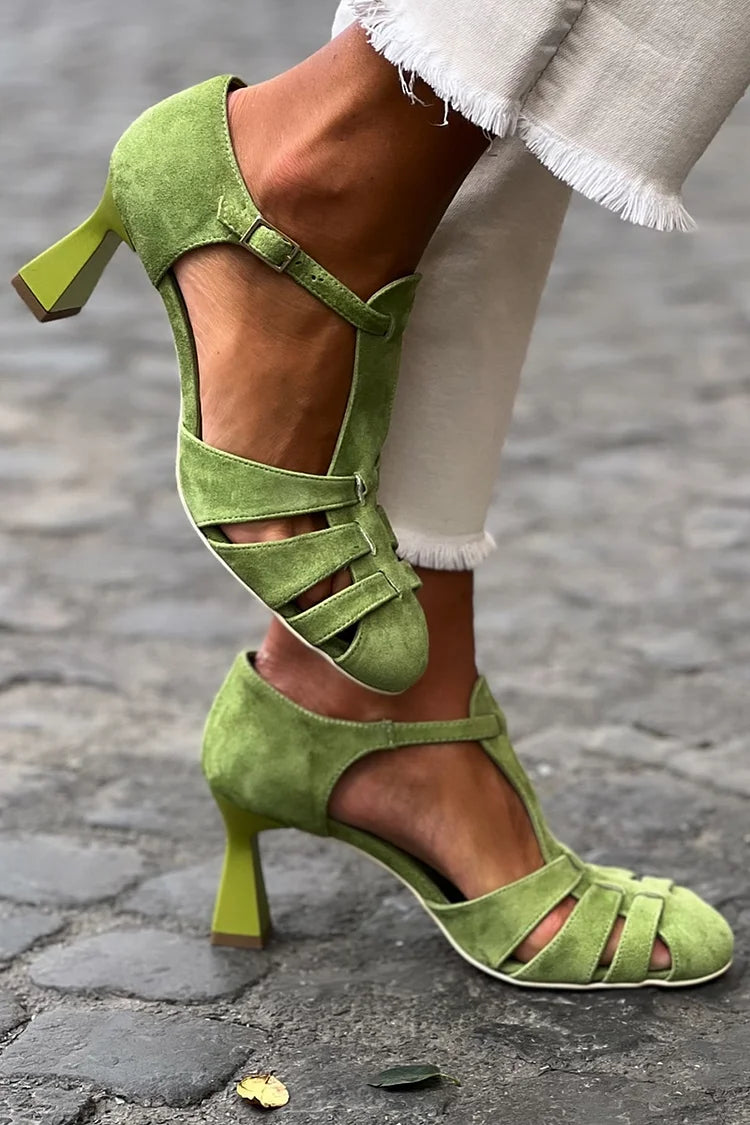 Isabel | Green Vintage Strap Heels | Last Day 80% Off!