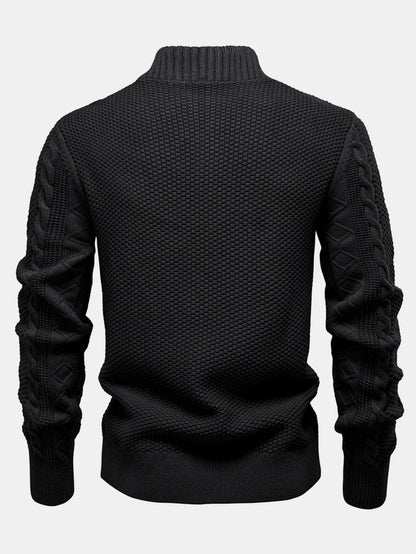 Twist Jacquard Zip-Up High Collar Sweater | Last day 80% off!