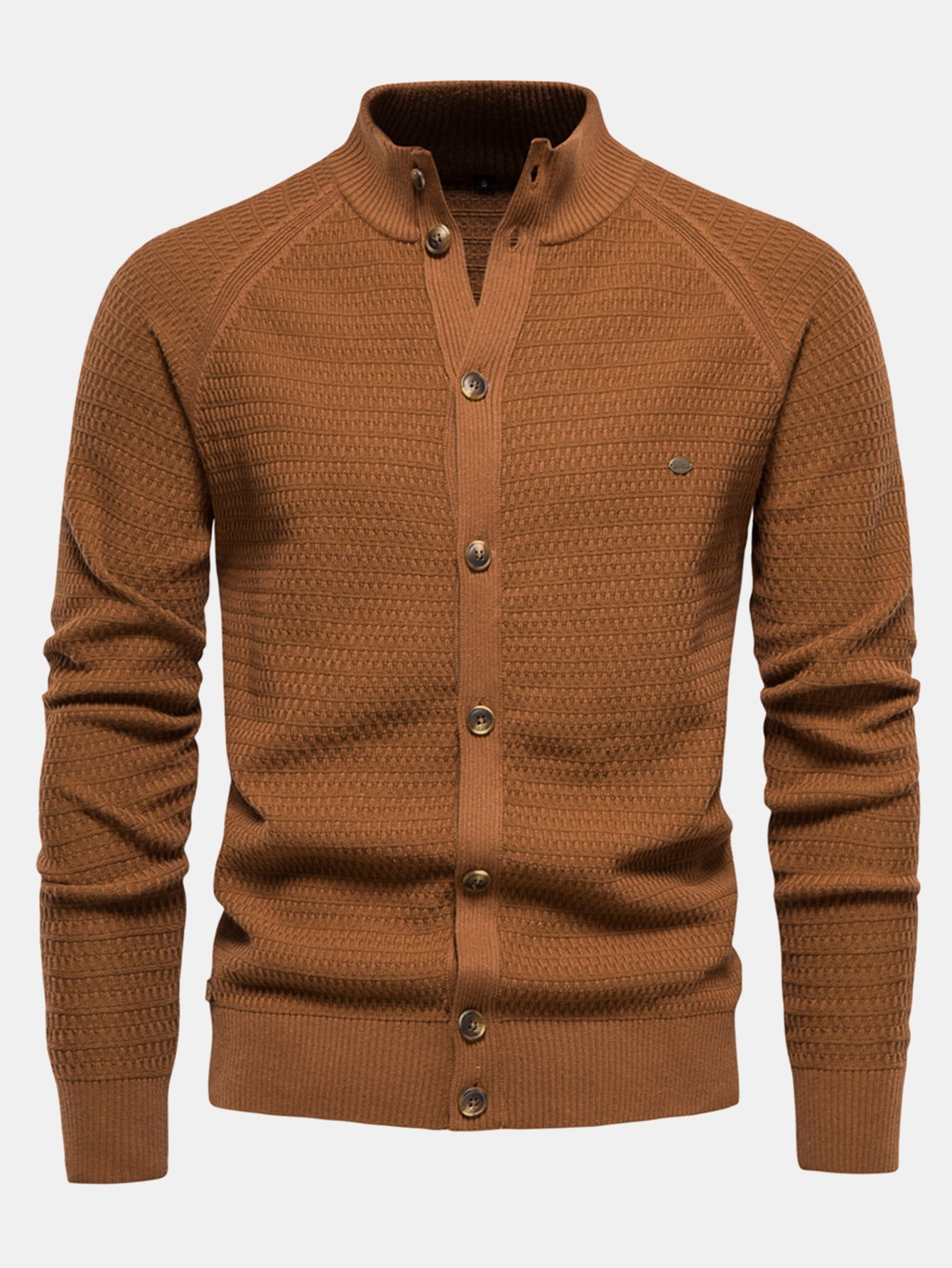 Knitted sweater with structured stand-up collar and buttons | Last day 80% off!