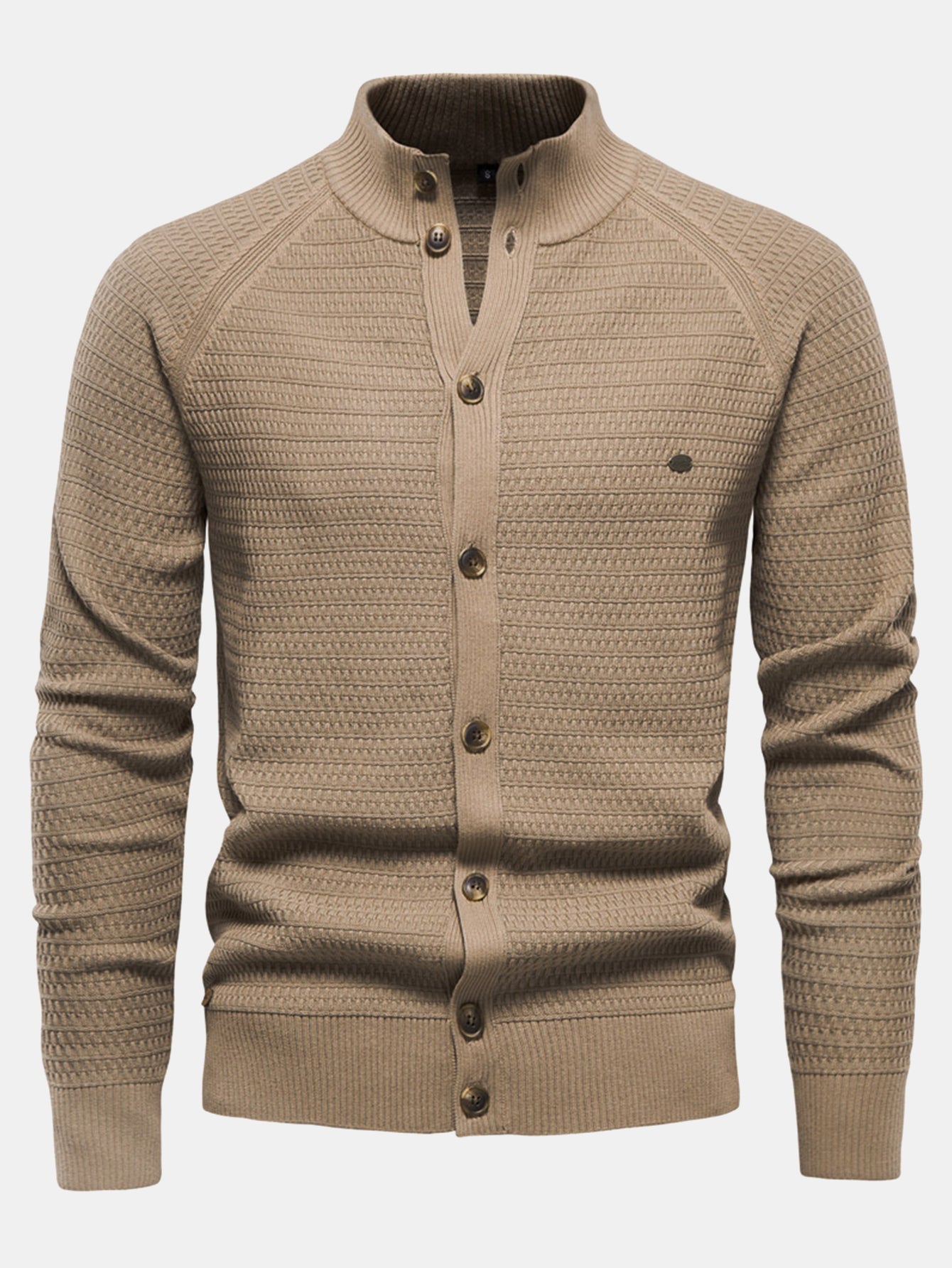 Knitted sweater with structured stand-up collar and buttons | Last day 80% off!