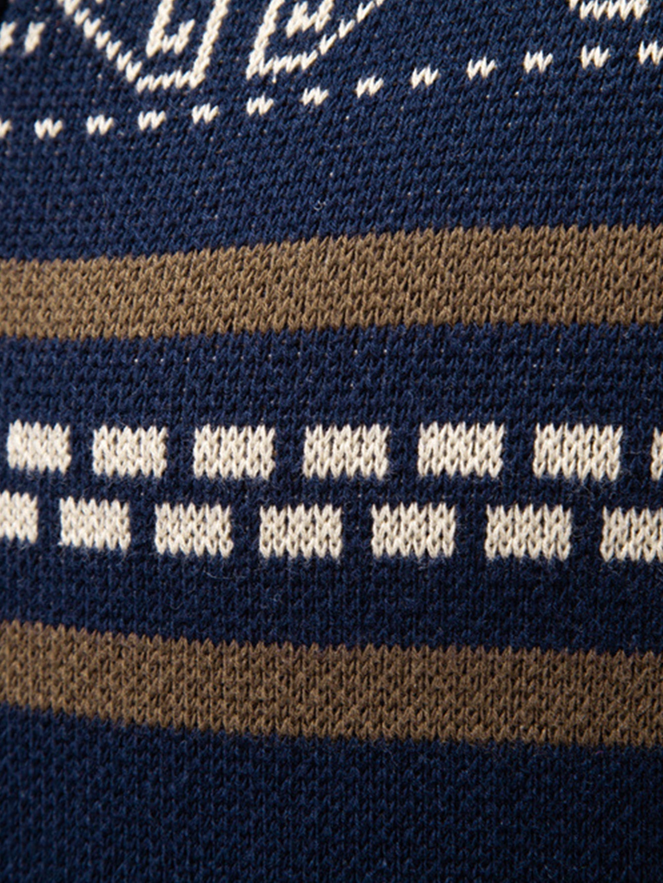 Geometric Jacquard Zip Stand Collar Sweater | Last day 80% off!