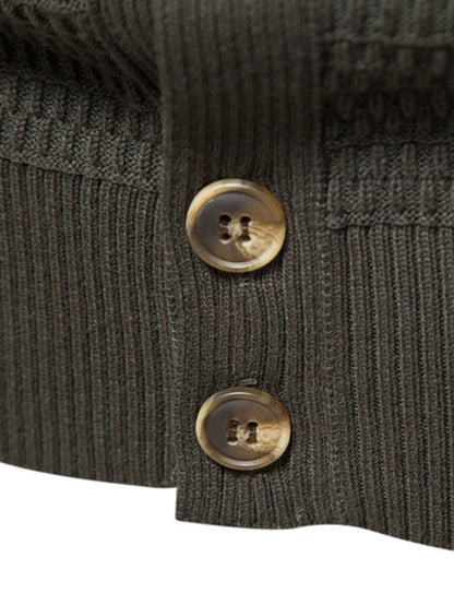 Knitted sweater with structured stand-up collar and buttons | Last day 80% off!
