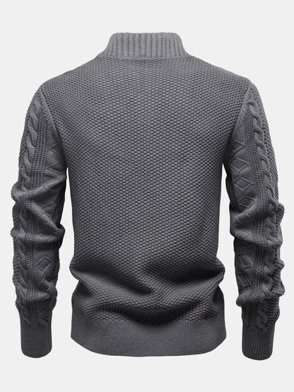 Twist Jacquard Zip-Up High Collar Sweater | Last day 80% off!