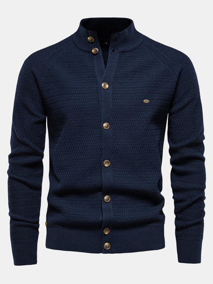 Knitted sweater with structured stand-up collar and buttons | Last day 80% off!