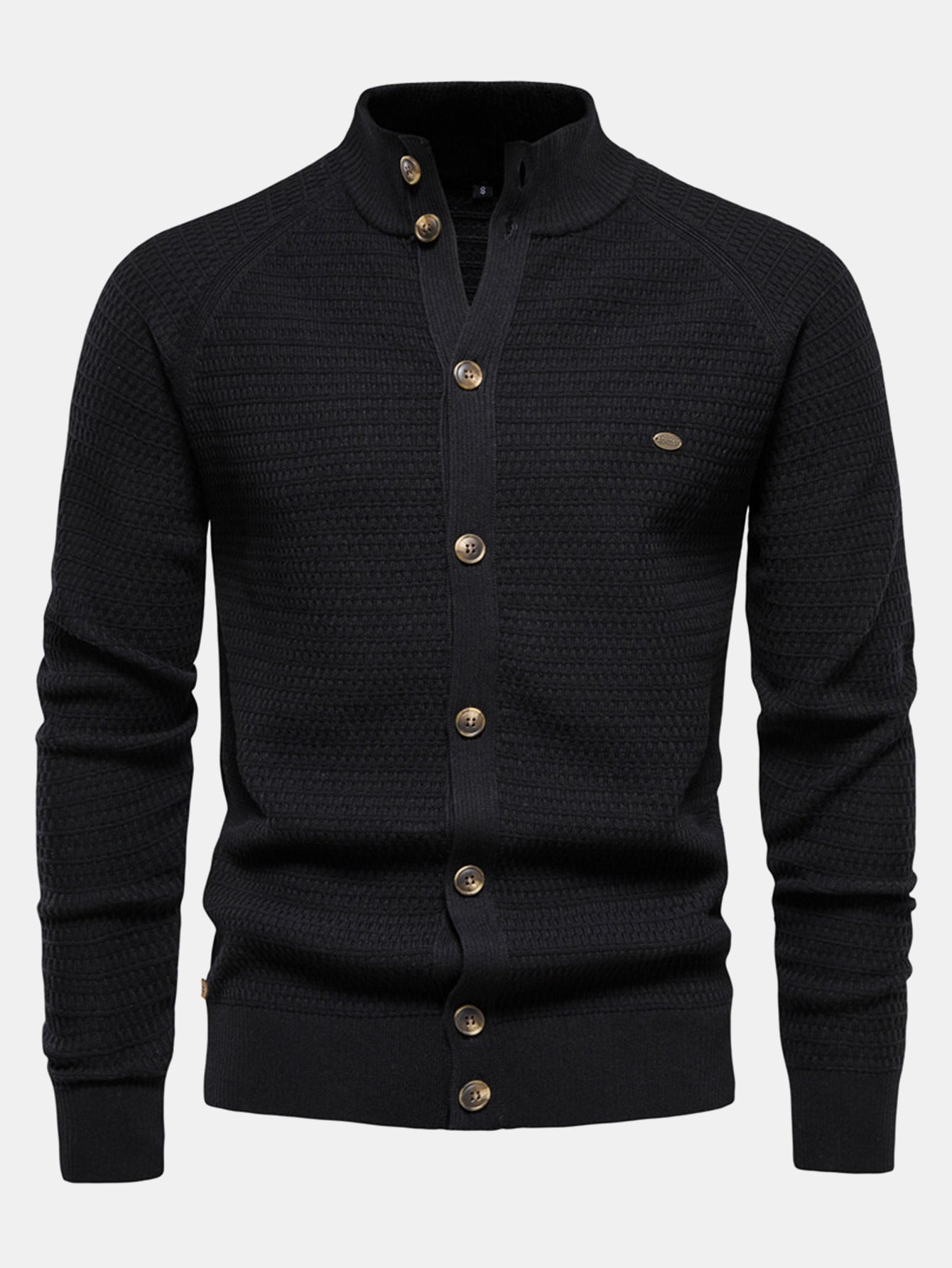 Knitted sweater with structured stand-up collar and buttons | Last day 80% off!