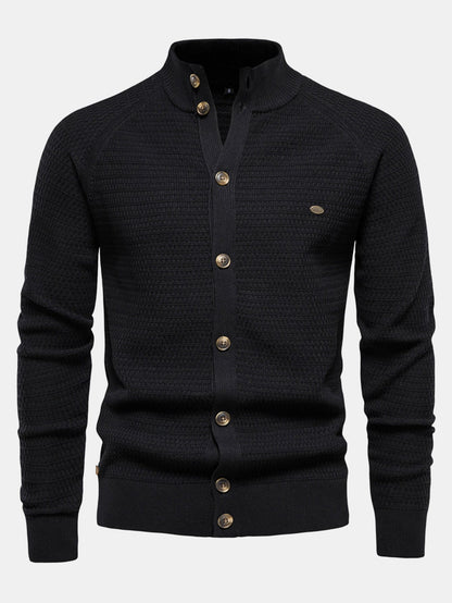 Knitted sweater with structured stand-up collar and buttons | Last day 80% off!