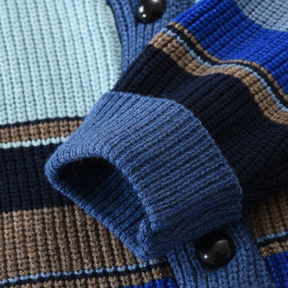 Men's Colourblock Lapel Sweater Jacket 02918584X | Last day 80% off!