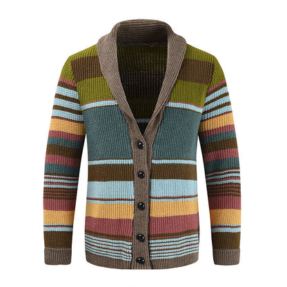 Men's Colourblock Lapel Sweater Jacket 02918584X | Last day 80% off!