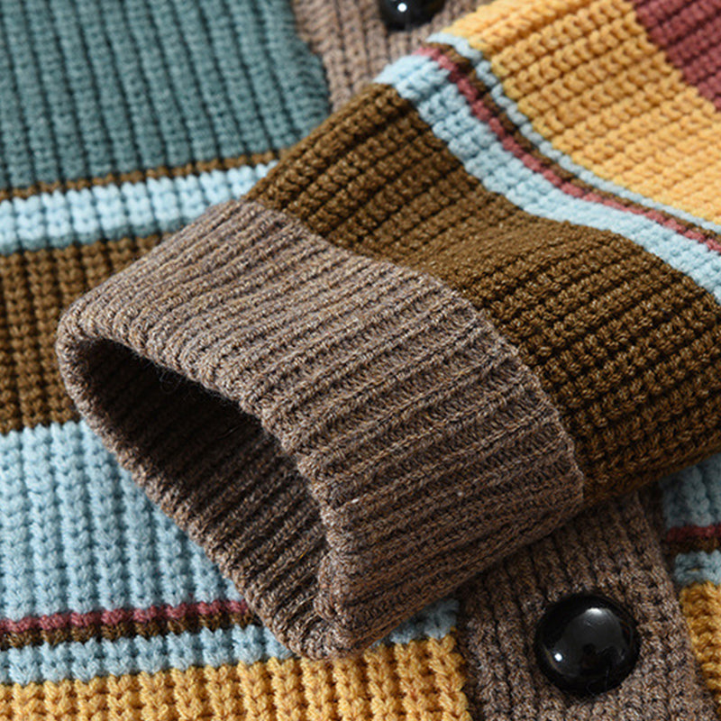 Men's Colourblock Lapel Sweater Jacket 02918584X | Last day 80% off!