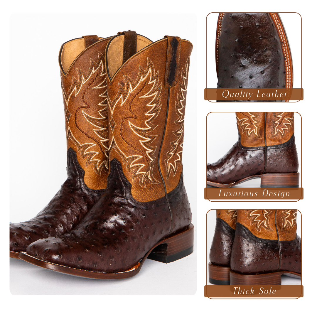Gustav | Mid-calf Embroidered Leather Boots | Last day 80% off!