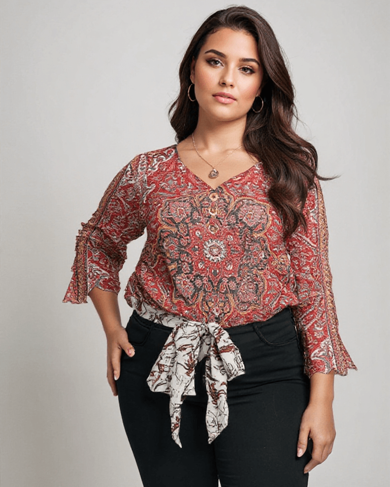 Arabella | Red Print Classic Top | Last Day 80% Discount!