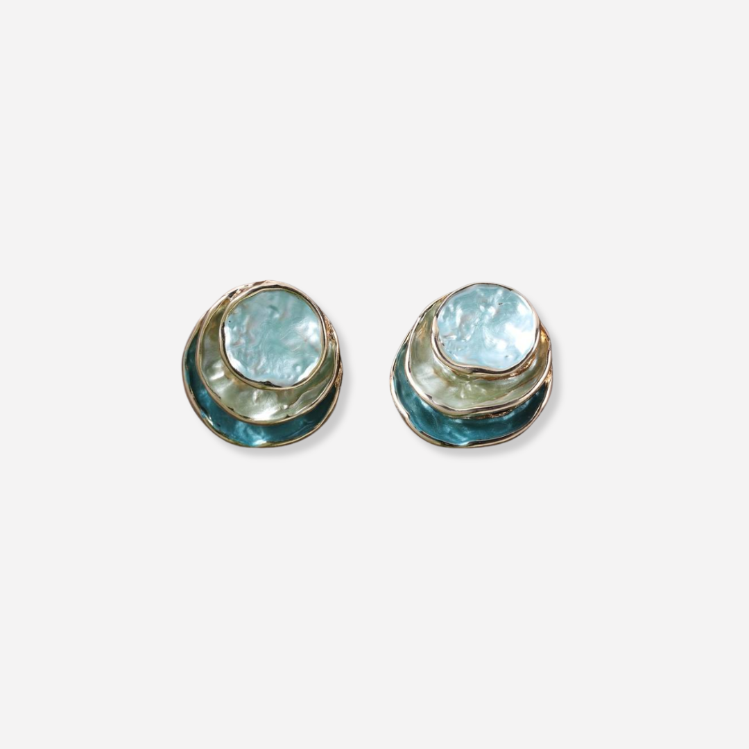 Ocean hand-painted multi-layered round earrings | Last day 80% off!