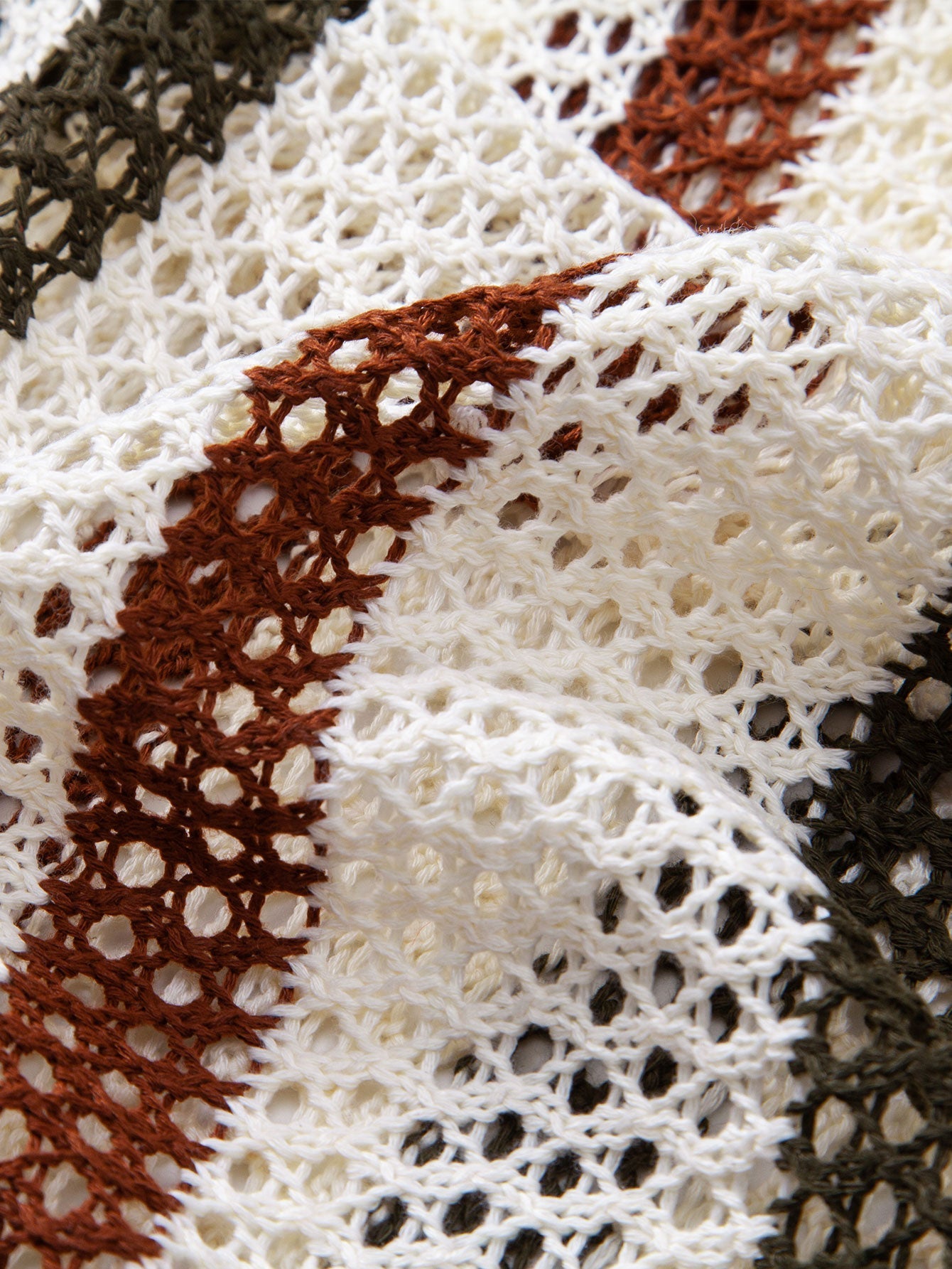 Striped Crocheted V-Neck Polo & Linen Straight Leg Trousers | Last day 80% off!