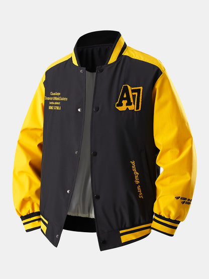 Relaxed Fit Contrast Embroidered Baseball Jacket | Last day 80% off!