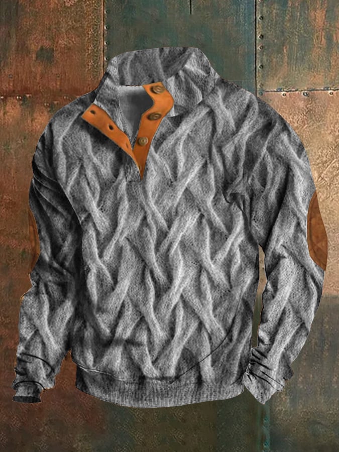 Men's Retro Casual Geometric Knit Print Sweatshirt Last Day 80% Off!