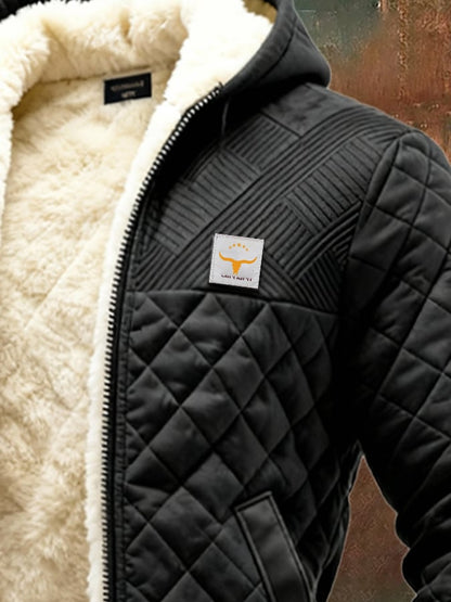 Retro knitted padded, textured patchwork fleece-lined outdoor jacket | Last Day 80% Off!