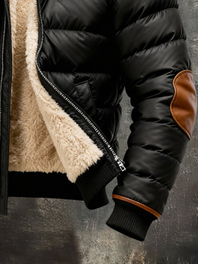 Men's Retro Warm Colour Block Outdoor Jacket Cotton Jacket | Last Day 80% Off!