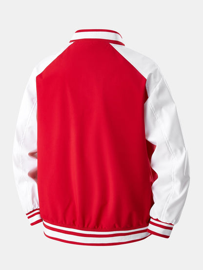 Relaxed Fit Contrast Embroidered Baseball Jacket | Last day 80% off!