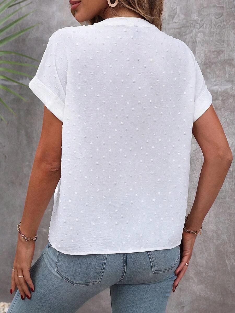 Leilani™ - Cotton TOP with white Swiss dots and buttons | Last day 80% off!
