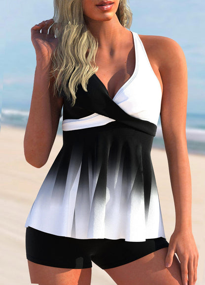 Stylish Tankini Top with Gradient Colour and Cross Detail – Without Bottom I Last Day 80% Off!