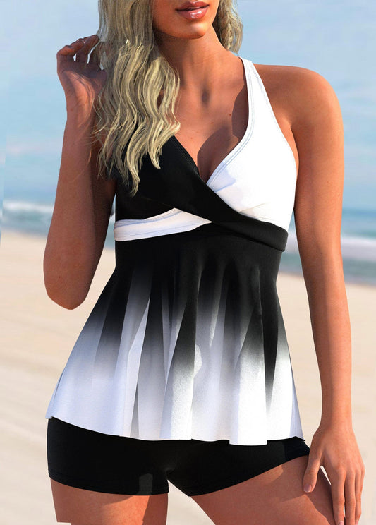 Stylish Tankini Top with Gradient Colour and Cross Detail – Without Bottom I Last Day 80% Off!