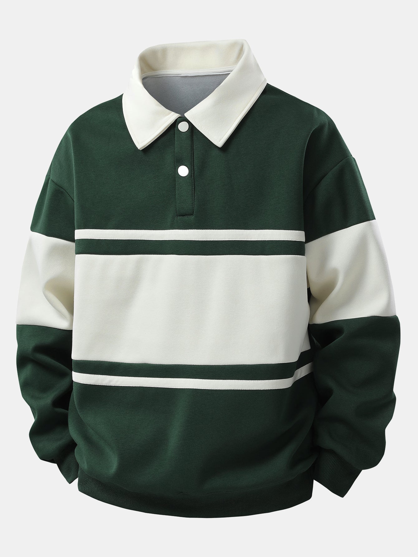 Relaxed Fit Colour Block Patchwork Polo Sweatshirt | Last Day 80% Off!