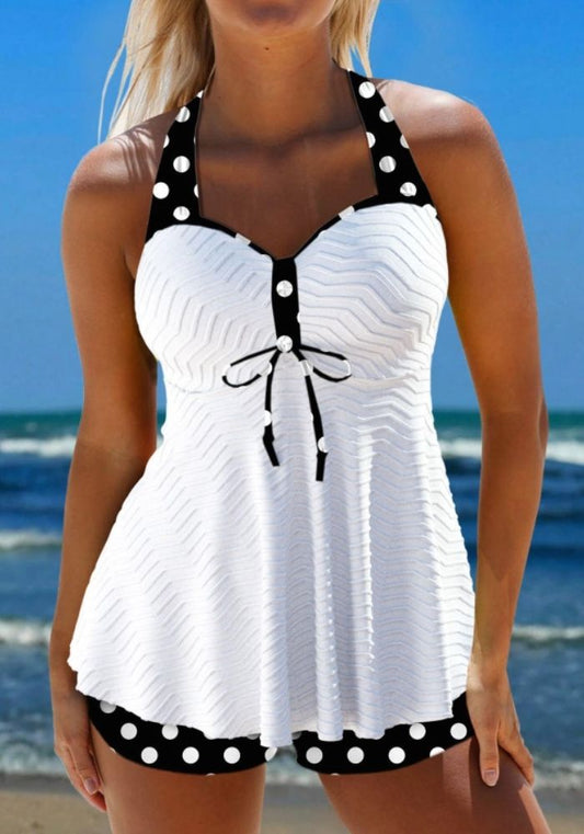 Ana – White Tankini with Polkadots | Last Day 80% Off!