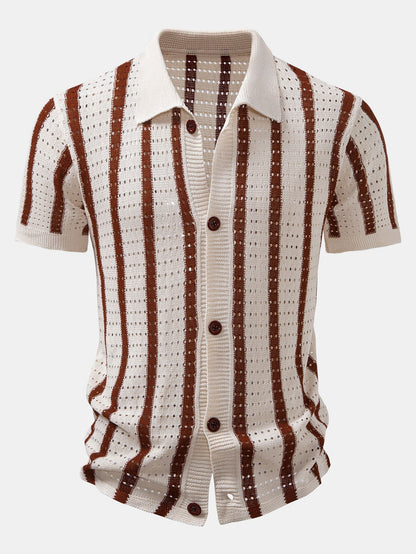 Striped eyelet knitted shirt | Last day 80% off!
